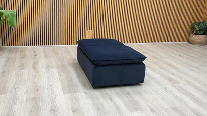 ‘Starlight Express’ Dark Navy Blue Velvet Chair Storage Footstool