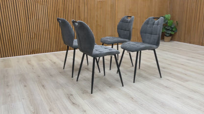 Video preview of the Alva Charcoal Grey Fabric Fixed Dining Chair.