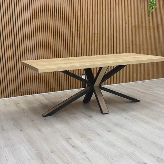 Video of the Habufa Detroit Dining Table, focusing on the construction and the unique starburst base.