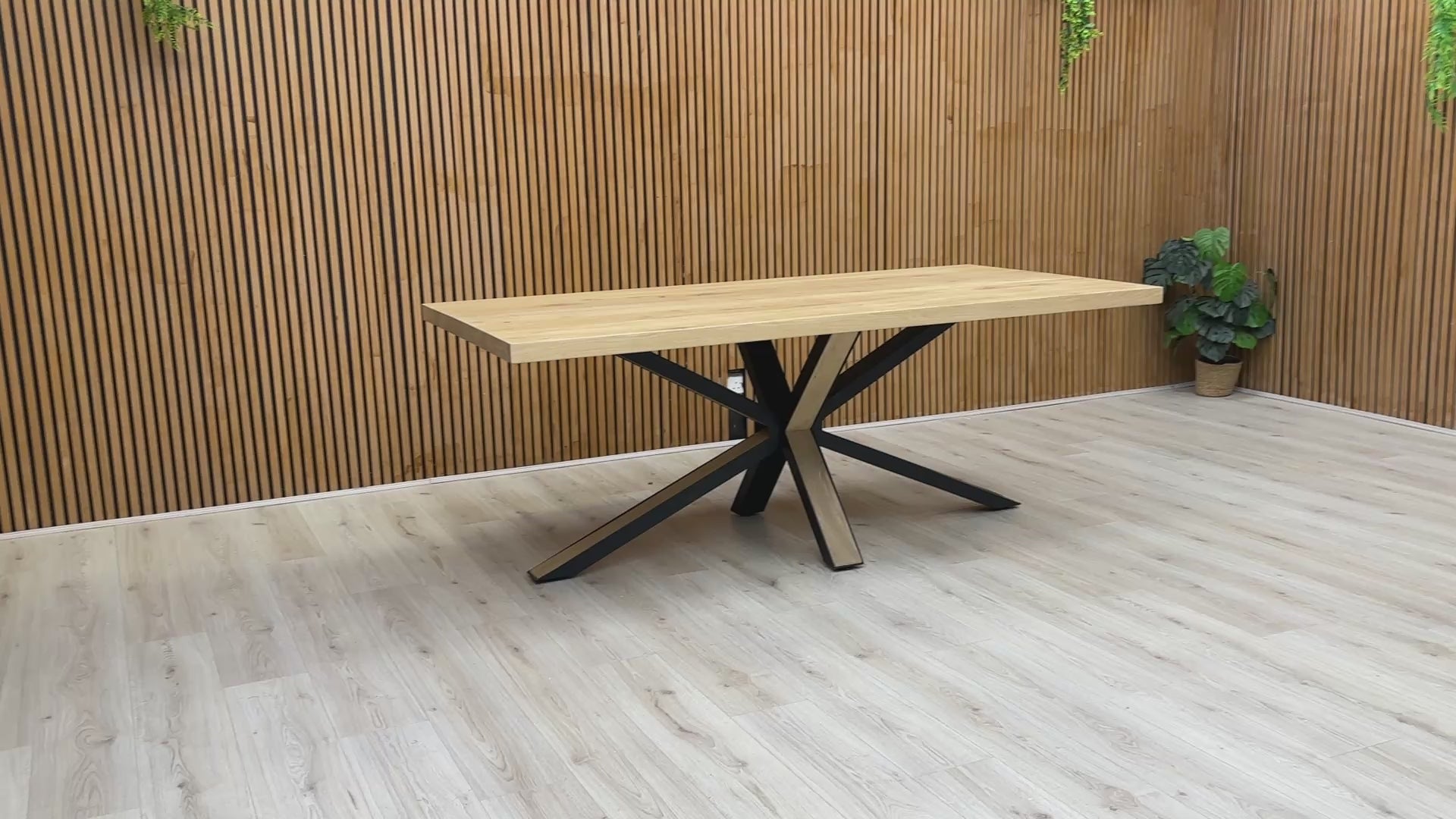Video of the Habufa Detroit Dining Table, focusing on the construction and the unique starburst base.