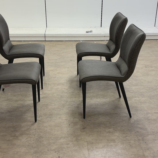 Video showcasing the 360-degree profile and sturdy build of the Murcia antiqued grey fabric dining chair.