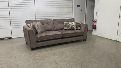 ‘Ariana’ Dapple Chocolate Velvet Brass Insert 4 Seater Classic Back Split Frame Sofa