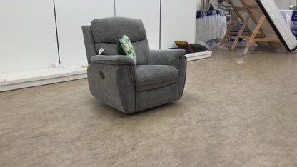 ‘Ashton’ Grey Fabric Swivel Rocking Manual Recliner Armchair