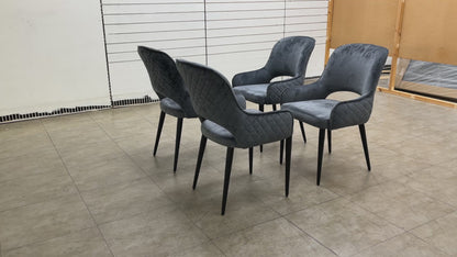 ‘Basque’ Grey Velvet Set of 4 Dining Chairs