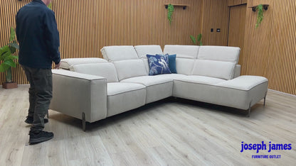 ‘San Antonio’ Light Grey Fabric Power Recliner Right Hand Corner Group with Charging Ports