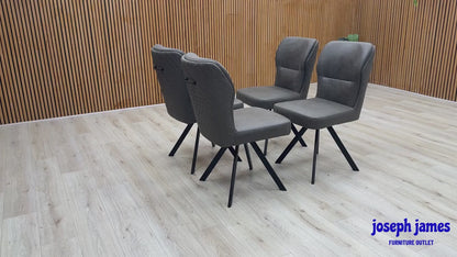 Bodahl 'Terra' Steel Grey Fabric Set of 4 Swivel Dining Chairs