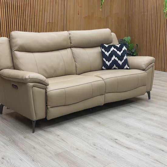 Video tour of the Panache sofa, emphasizing the spacious three-seater design and premium leather finish.