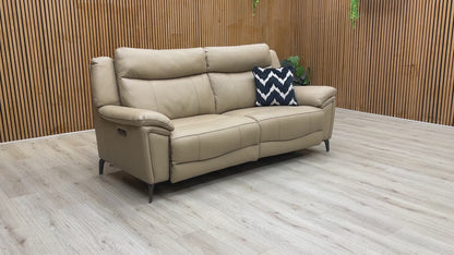 Video tour of the Panache sofa, emphasizing the spacious three-seater design and premium leather finish.