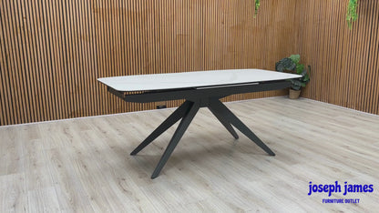 'Carrera' 180cm Pop Up Extending White Ceramic Dining Table