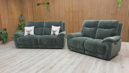 ‘Sloane’ 58001 Manhattan Pine Green 3 + 2 Power Recliner Sofa Set
