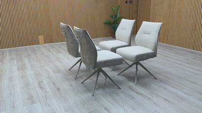 'Mirage' Neutral Fabric Swivel Dining Armless Chairs - Set of 4