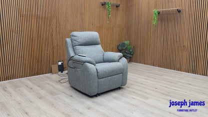 G Plan 'Kingsbury' A020 Dapple Kingfisher Grey Woven Fabric Large Lift and Rise Recliner Chair