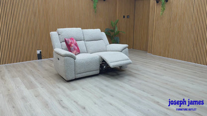 ‘Utah’ Stone Grey We-0102 Woven Fabric 2 Seater Power Recliner Sofa