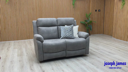 ‘Linea’ Storm Grey Microfiber Fabric 2 Seater Power Recliner Sofa