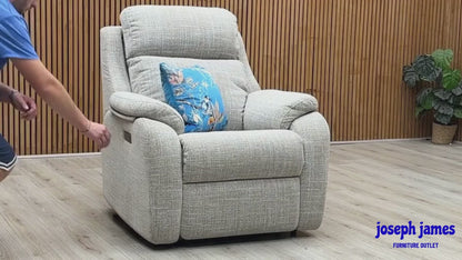 G Plan ‘Kingsbury’ B931 Beach Caramel Woven Fabric Power Recliner Chair with Power Headrest and Power Lumbar