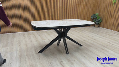 'Jose' Calcatta Marble 160cm Draw Leaf Extending Dining Table
