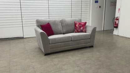 'Poppy' Silver Chenille Fabric Large 2 Seater Sofa Bed