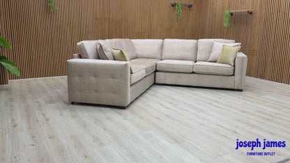 'Chelsea' Vogue Beige Velvet Formal Back 2 Corner 2 Sofa