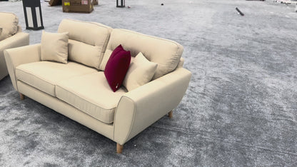 ‘Hetty’ Natural Cream Fabric 3 + 2 Seater Sofa Set