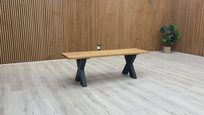 Bodahl ‘Terra’ 01 Oiled Solid Oak Compact 140cm Dining Bench with Metal X-Shaped Legs