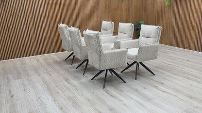 Video showcasing the 360-degree swivel feature of the 'Sarah' dining chair.