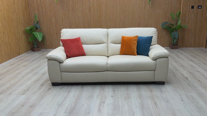 ‘Hetty’ Nc-862c Bisque Cream Leather 3 Seater Sofa