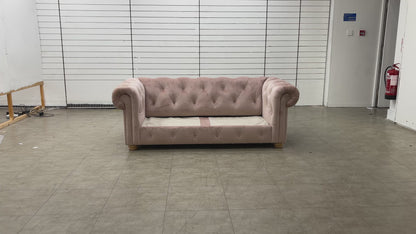'Belair' Blush Velvet 3 Seater Sofa Bed