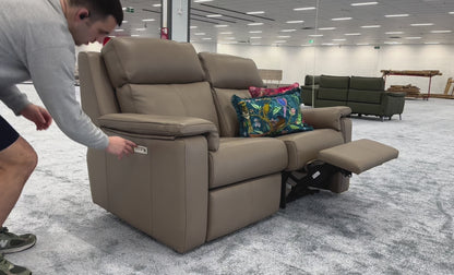 G Plan ‘Thornbury’ Dark Taupe 2 Seater Leather Power Recliner Sofa with Power Headrests and Power Lumbar