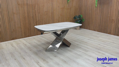 'Gabana' Real Marble 150cm Small Extending Dining Table
