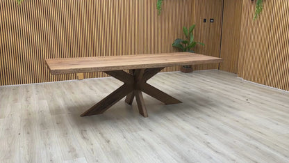 Bodahl ‘Njord’ 6 Old Bassano Solid Oak Raw Edge 240cm Dining Table with Wooden Star Base