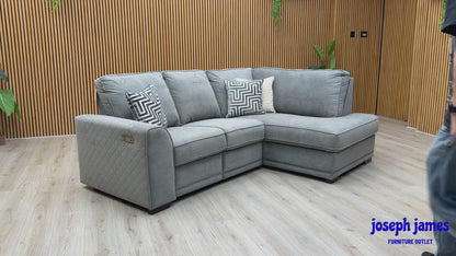 ‘Orka’ Graphite Grey Graceland Fabric Left Hand Facing Arm 2 Piece Motion Open End Corner Sofa