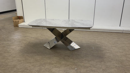 'Gabana' Real Marble Large 180cm Extending Dining Table