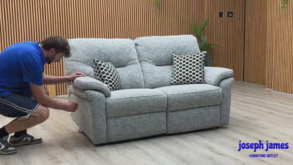 G Plan ‘Seattle’ B030 Remco Light Grey Fabric 2.5 Seater Power Recliner Sofa