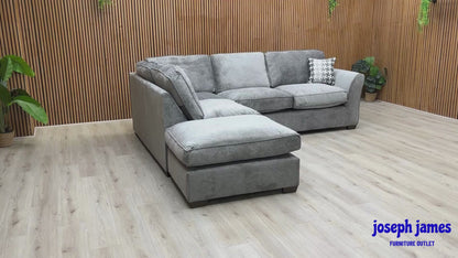 'Rosie' Kingston Grey Fabric Left Hand Facing Open End Chaise Corner Sofa