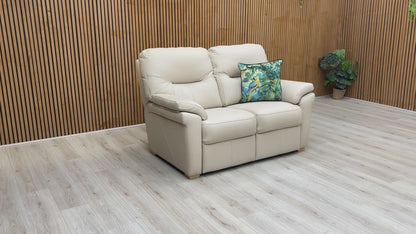G Plan ‘Seattle’ L843 Cambridge Stone Leather 2 Seater Sofa with Wooden Feet