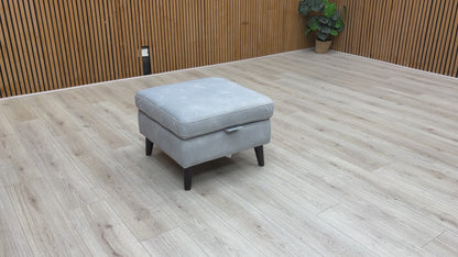 ‘Morgan’ Dexter Smoke Sky Blue 43516 Velvet Storage Footstool