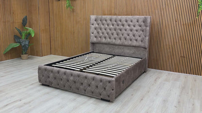Video of the smooth and easy operation of the electric end lift ottoman storage feature of the King size bed.