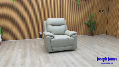 ‘Sloane’ Light Grey Leather Power Recliner Chair