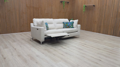 'Uniqa' Domaso Natural Fabric Power Recliner 3 Seater Sofa