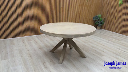 'Falun' Smoked Oak Solid Oak Round Dining Table