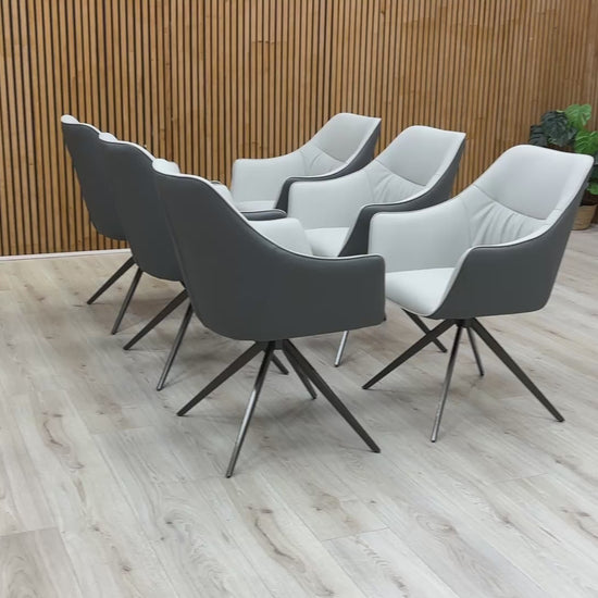 Video preview of the Portofino dining chair, showcasing its features and faux leather material.