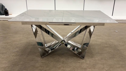 ‘Marvel’ Chrome Ceramic Top Small Extending Dining Table - 160cm