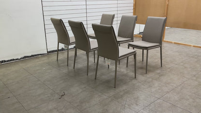 ‘Pierre Talia’ Taupe Leather Dining Chairs - Set of 6