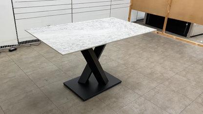 ‘Warrior' Crystal White Ceramic Top Compact 135cm Dining Table
