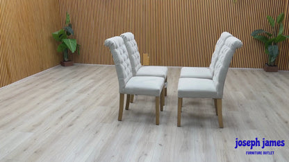 Furnitureland 'Hamilton' Light Grey Fabric Button Back Roll Back Set of 4 Dining Chairs