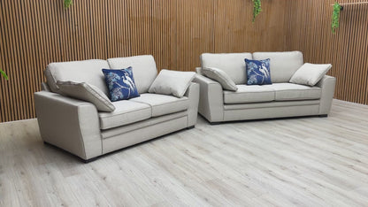 ‘Chalfont’ Novak Biscuit Soft Tight Weave Fabric 3 + 2 Seater Sofa Set
