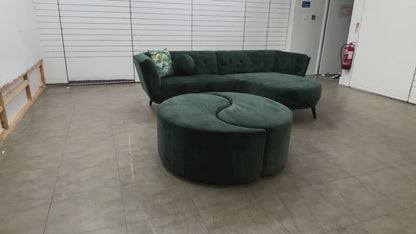 'Appleton' Forest Green Appleton Plain Fabric Right Hand Facing Open End Chaise Sofa + Yin Yang Footstool