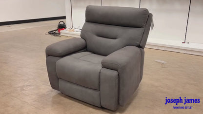 ‘Cinemax' Nappa Grey Media Fabric Power Recliner Chair with Power Headrest