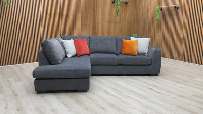 ‘Dinky’ Dexter Shadow Charcoal Grey Fabric Left Hand Facing Corner Chaise End Sofa