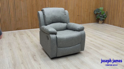 ‘Bennett’ Dark Grey Endurance Fabric Manual Recliner Armchair